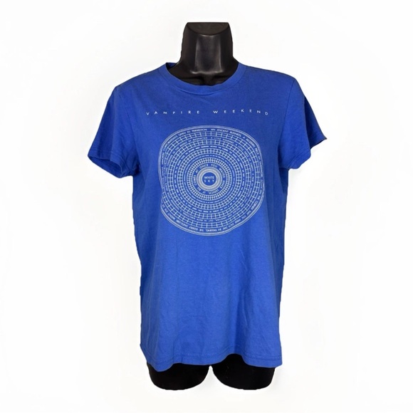 Vampire Weekend Vtg Contra White Sky Lyrics American Apparel Blue Women Tee Sz L - Picture 1 of 6